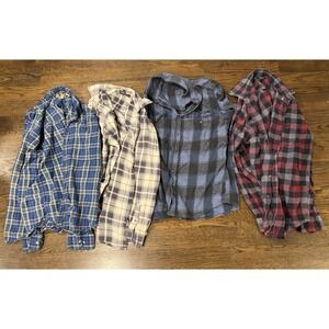 Flannel Shirts Lot Of 4 Men's Large Mixed Brands And Colors